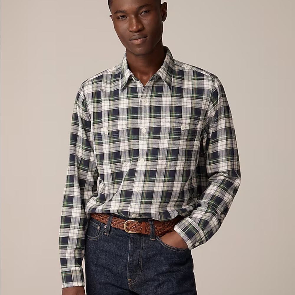 J crew Cotton-hemp blend twill workshirt